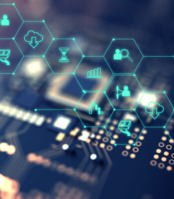 fintech icon on abstract financial technology background .